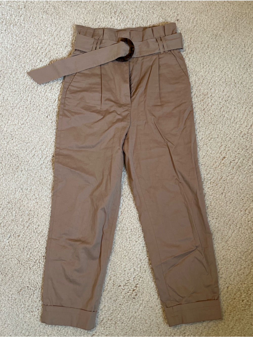 & Other Stories Taupe Paperbag Waist Chinos with Belt
